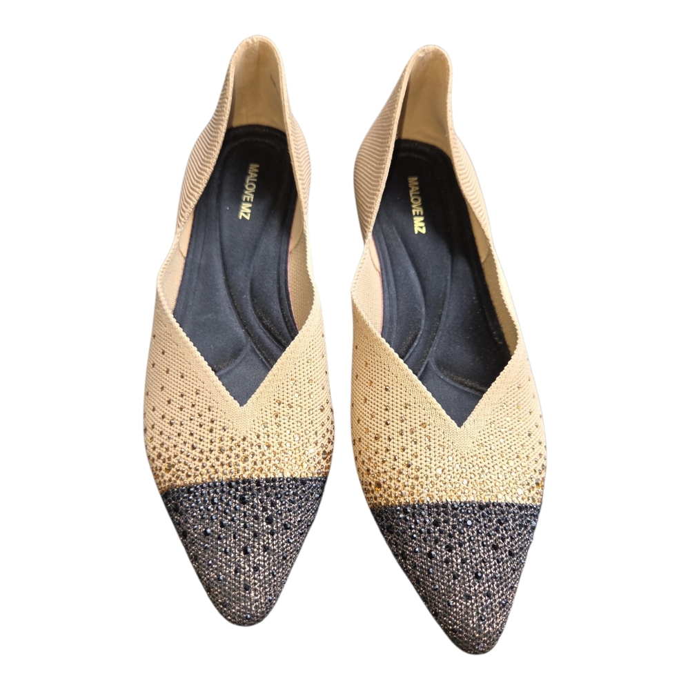 MALOVE MZ Women's‎ Tan and Black Flats